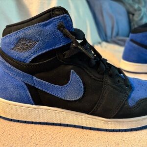Nike Air Jordan 1 Athletic Shoes - Black and Blue
